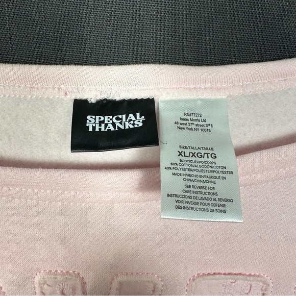 Special Thanks Women’s Pink 'Loved' Crewneck Sweatshirt Size XL - Picture 2 of 7